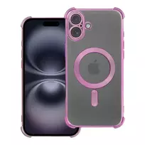OEM Shockproof electro phone case with MagSafe support for iPhone 16 Plus, pink