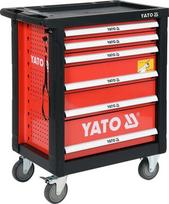 Serviso įrankių spinta su 6 stalčiais 185 vnt 970×770×470 mm su rutuliniais bėgeliais 125 mm ratai su stabdžiu YT-55307 YATO