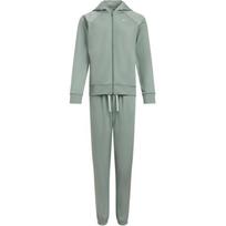 Under Armour Rival Tricot Logo Hoodie ilgomis rankovėmis viršutinis drabužis lieso kirpimo patogus paprastos ilgos kelnės laisvalaikio komplektas moteriški komplektai žaliosios laimo spalvos 6001966-348 XL