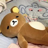 Mielas pakreiptos galvos alaus pilvo Rilakkuma pliušinis žaislas, minkšta kimštinė gyvūno pagalvė miegojimui 36.5cm ruda/balta