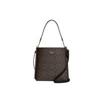 Coach Mollie Classic Monogram Signature Coated Canvas With Smooth Leather Bucket Bag Women bags Brown Black CA561-IMAA8 Basic Set (Bag+Dust Bag)