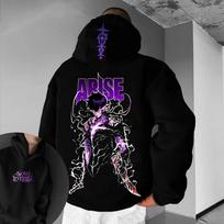 2026 Solo Leveling Animacijos Atvirukai Vyriški ir Moteriški Mados Dydžio Hoodie Populiarus Hip Hop Gatvės Apranga Dydžio Hoodie 4XL juoda