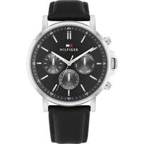 Tommy Hilfiger Vyriškas Chronografo Kvarcinis Laikrodis Juodas Ciferblatas Juodas Odinis Dirželis 1710586 juoda