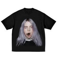2026 Billie Eilish Amerikiečių Dainininkė Rokenas Amerikietiškas Laisvalaikio Aukštosios Gatvės Laisvi Vyriški ir Moteriški Vasaros Mados Marškinėliai Trumpomis Rankovėmis Viršutiniai Drabužiai 4XL