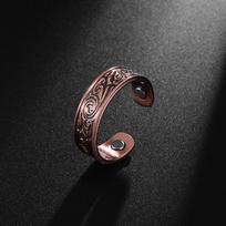 Fashionable Coin Symbol Pattern Copper Opening Magnetic Ring Retro Men\\\\'s and Women\\\\'s Joint Pain Treatment Jewelry resizable