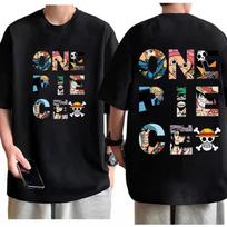 One Piece Straw Hat Crew Letter T-shirt Men Women Cotton Anime Graphic Tee Relaxed Fit Short Sleeve Casual Everyday Top 4XL
