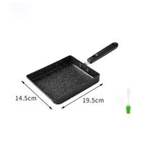 Japoniško stiliaus Tamagoyaki kvadratinė keptuvė neprideganti stora kiaušinėlis, sudegintas buitinis omletas pusryčiams Maifan Stone maža keptuvė one size black