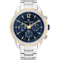 Tommy Hilfiger Vyriškas daugiafunkcis laikrodis Mėlynas ciferblatas Dvispalvis korpusas 1792059 sidabras