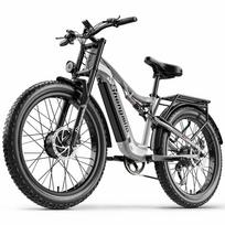 Elektrinis dviratis visureigis Shengmilo 26  2000W variklis suaugusiems Ebike 17.5AH pilnos pakabos didžiausias greitis 45Km/h 7 pavarų pilkas S600 L pilka