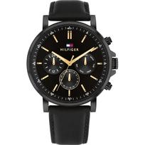 Tommy Hilfiger Vyriškas Chronografo Kvarcinis Laikrodis Juodas Ciferblatas Juodas Odinis Dirželis 1792144 juoda