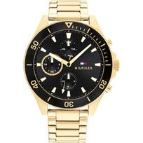 Tommy Hilfiger Men's Chronograph Diver Watch Black Dial Gold Strap 1791919 auksas