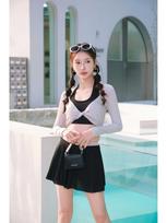 Women's Korean Color Block One-Piece Swimsuit - Slimming Split Dress Style for Vacation L (95-105 jin) juoda