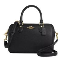 Coach Rowan 25 Logotipo Užtrauktuko Užsegimas Kryžmai Grūdėtos Odos Peties Crossbody Rankinė Vidutinė Moteriškos Rankinės Juoda CV403-IMBLK Basic Set (Bag+Dust Bag)