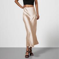 Stylish And Elegant Silky Satin Midi Skirt, Versatile, Slimming And Flowing Bodycon Maxi Skirt For Women. M mėlyna