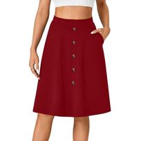 Ladies' Fashionable And Casual High-waisted Button Casual Skirt L juoda