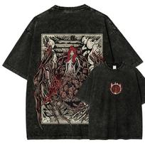 Dark Souls Bonfire Knight Vintažiniai skalbti marškinėliai, Unisex Soulsborne žaidimų gerbėjų gatvės stiliaus marškinėliai, 100% medvilnės laisvalaikio trumpomis rankovėmis viršus L