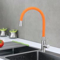 304 nerūdijančio plieno universalus vieno šalto vandens maišytuvas Spalvingas pasukamas lenktas virtuvės indų plovimo baseino maišytuvas virtuvei oranžinė