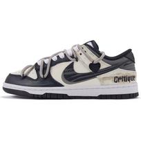 Nike Dunk Criticism Low top Skateboard Shoes GS Black White Yellow CW1590-100(Team98-) 36