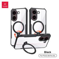 XUNDD Dėl Xiaomi Poco X8 Pro dėklas Atsparus smūgiams dėklas Skaidrus galinis dangtelis Prabangūs apsauginiai dėklai Su pasukamu magnetiniu laikikliu Stovas For Poco X8 Pro juoda