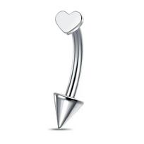 G23 Titanium Eyebrow Rings 16G Curved Barbell Piercing Jewelry Heart Vertical Labret Lip Jewelry Daith Rook Earrings Heart&Eyebrow Jewelry&Face