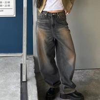 Y2K Moteriškos korėjietiškos vintažinės gatvės apranga Baggy džinsai aukštu liemeniu tiesios plačios kelnės Džinsinės kelnės Fėjos grunge Alt drabužiai S mėlyna