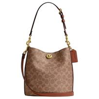 Coach Willow 21 kibiro formos rankinė su logotipu ir užraktu Moteriška peties rankinė Ruda Karamelinė CW602-B4XHG Gift Box Set (Basic Set+Yellow Box)