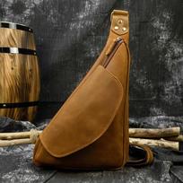 Vyriška natūralios odos krūtinės krepšys, Retro Crazy Horse odos krūtinės krepšys, Viršutinio sluoksnio karvės odos peties crossbody krepšys