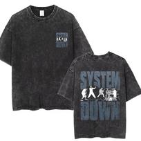 2026 skalbinti vintažiniai System of A Down marškinėliai vyrams ir moterims, medvilnės kokybės, trumparankoviai, vyriški, roko muzikos grupės, animacinių personažų grafiniai marškinėliai L