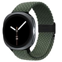 Compatible Samsung Galaxy Watch8 Classic Woven Nylon Buckle Band (40mm/44mm) Samsung Galaxy Watch 8 perlų baltos spalvos