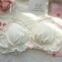 Cute Girls Bras Ruffles Solid Simple Underwear Inner Tops Home Wear Women's Bras Brassiere 36/80AB gray