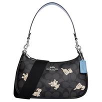 Coach Teri 24 Classic Monogram Zip Logo Dog Print Leather Tote Bag Women bags Black CC775-SVG0 Basic Set (Bag+Dust Bag)