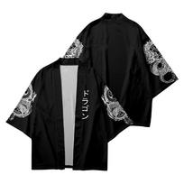 Anime Dragon Print laisvas megztinis vyrams ir moterims, japoniški gatvės drabužiai, Harajuku Haori kimono, Cosplay viršutiniai marškinėliai, Yukata 5XL