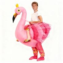 Pripučiamas flamingų kostiumas, suaugusiems 150-190cm rožinė