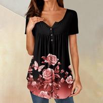 Moteriškos tunikos palaidinės, laisvalaikio vasariniai marškiniai trumpomis rankovėmis, palaidi, klostuota Boho viršutinė dalis XL