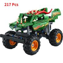42118 Techninis Monster Jam Grave Digger Transporto priemonės konstravimo kaladėlių rinkinys 2 viename Visureigio triukai Atgal traukiamas automobilio žaislas Kalėdinės dovanos bagged