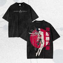 Ghost in the Shell Motoko Kusanagi Kiborgo Kūnas Vintage Išplėstiniai Anime Marškinėliai, Unisex Cyberpunk Gerbėjų Gatvės Drabužių Marškinėliai, 100% Medvilnė Atsitiktiniai Trumpomis Rankovėmis Viršutiniai Drabužiai L