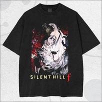 Silent Hill f Kitsune Mask Character Vintage Washed Horror Game T-Shirt, Unisex Japanese Horror Fan Streetwear Tee, 100% Cotton Casual Short Sleeve L