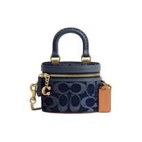 Coach Trail 12 Užtrauktuko Logotipo Pečių Crossbody Krepšys Džinsinis Ir Smulkios Veršio Odos Mini Moteriški Krepšiai Žalvario Mėlynas CT097-B4BL Basic Set (Bag+Dust Bag) black