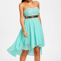 Women Party Full Dress Off Shoulder  Waist Chiffon Bandeau Irregular Dress XL juoda