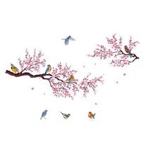2 lakštai / rinkinys gėlių medžio sieninis lipdukas Pink Blossom Bird vandeniui atsparus PVC, nuimamas gyvenamasis kambarys miegamasis Modernus sienų meno dekoro lipdukas A white