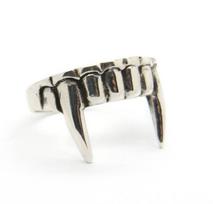 Antique Silver Color Vampire Teeth Open Ring For Women Men Retro Creative Hiphop Adjustable Rings Punk Party Jewelry A965 resizable