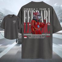 Charleso Leclerco „Ferrari F1 #16 Monaco“ dvipusiai marškinėliai su grafika, unisex dideli gatvės drabužiai, Formulės 1 gerbėjo dovana 4XL