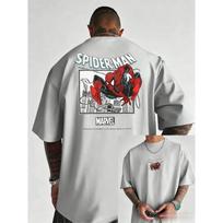 Marvel Žmogus-voras dvipusiai grafiniai marškinėliai, per dideli gatvės stiliaus marškinėliai, unisex superherojų laisvalaikio viršutinė dalis 4XL