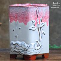Rankų darbo netaisyklingo kvadratinio dizaino keramikinis vazonas sultenėms - Didelio skersmens mišraus sodinimo vazonas Medium - Ceramics