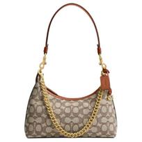 Coach Juliet 25 Rankinė per petį su užtrauktuku viršuje, pagaminta iš audinio ir odos, vidutinio dydžio moteriška rankinė, spalva Kakava CY830-B4TA7 Gift Box Set (Basic Set+Yellow Box)