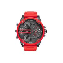 Dyzelinas p. Tėtis Daddie serijos laikrodis Kvarcinis mechanizmas Plieninė apyrankė Juodas ciferblatas Vyriški laikrodžiai DZ7370 Regular Watch Box,Red Strap