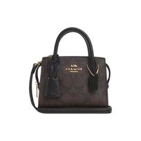 Rankinė Coach Andrea 15 su auksiniu logotipu, klasikinio monogramos rašto dengto audinio ir lygios odos, pirkinių krepšys, rankinė per petį, crossbody rankinė, mini CO975-IMAA8 Gift Box Sets (Basic Set+Black Box) black