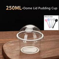 50 vnt. 250 ml vienkartiniai salotų puodeliai, skaidraus plastiko desertų puodeliai, indelis su kupoliniu/plokščiu dangteliu ledams, keksiukams 50pcs