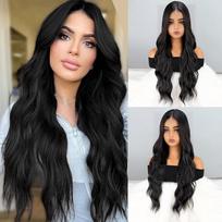 „Miss Wig“ ilgas banguotas rožinis perukas su kirpčiukais, sintetinis pluoštas, itin natūralus banguotas perukas, skirtas moteriškam vakarėliui kasdien dėvėti 60cm