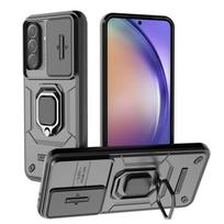Dėklas Samsung Galaxy A26 A36 A56 5G Armor Slide Apsauga kamerai Žiedas Stovas Kietas galinis dangtelis Sumsung A56 A 56 36 26 Funda For Galaxy A56 5G pilka spalva